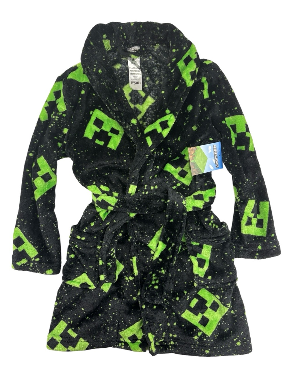 Minecraft Kids Creeper Housecoat Robe Size XS 4/5 NWT
